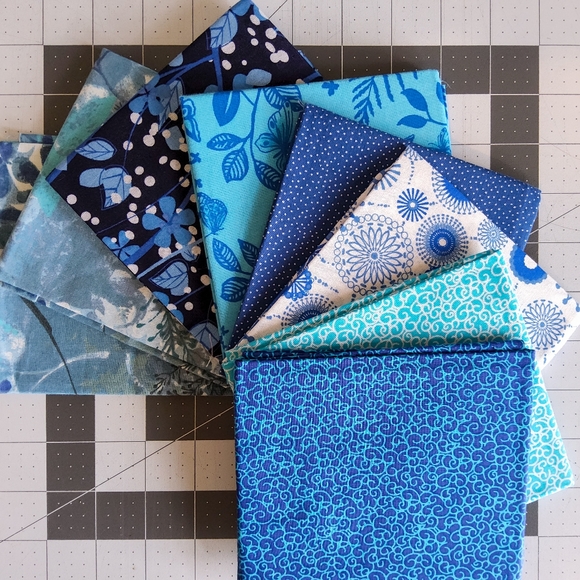 Cotton Quilting Craft Fabric Fat Quarter Bundle Pink Purple Blue Green Blender - Picture 6 of 6